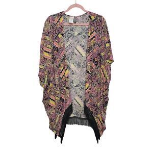 Rebecca Virtue Sheer Jacket Black Pink Size M Boho